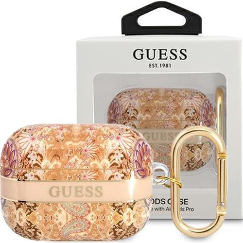 Guess TPU Flower Print Case - Geschikt voor Apple Airpods Pro - Goud