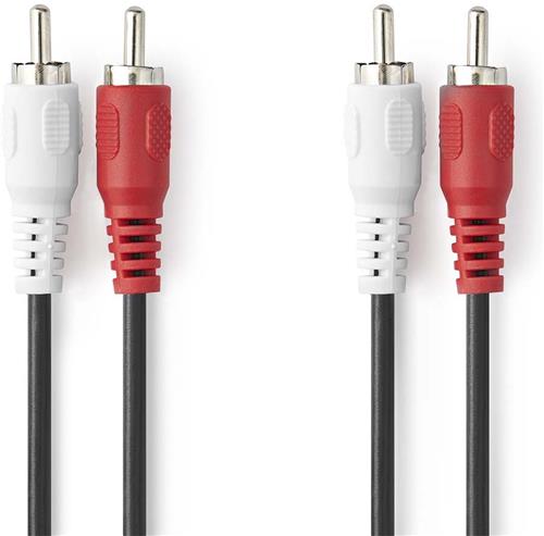 Nedis Stereo-Audiokabel - 2x RCA Male - 2x RCA Male - Vernikkeld - 3.00 m - Rond - Zwart - Doos