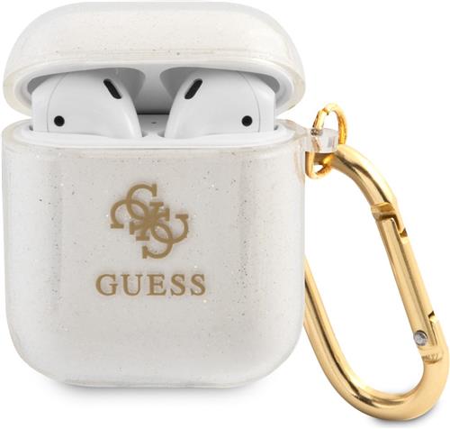 Guess TPU Glitter Case AirPods 1 - AirPods 2 Transparant