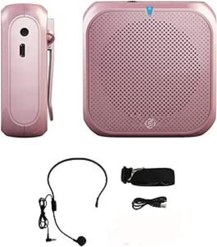 Equivera spraakversterker - Voice Amplifier - Mini Speaker - Ultralight - Rechargeable - 5W Megaphone with Microphone - USB U Disc/TF - For Trainer - Teacher - Travel Guide - Presentations - Readings (Rose Gold)