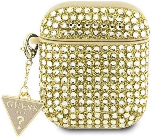 Guess Rhinestones Triangle Logo Airpods Case - Apple Airpods 1 & 2 - Goud