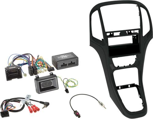 2-DIN Kit met pocket + radio adapter kit Opel Astra 2009-2016 Kleu: Pearl Zwart