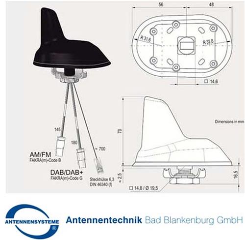 Actieve shark antenne FM/DAB/DAB+