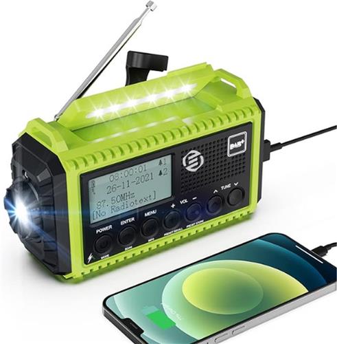 Equivera Noodradio - Noodradio - Noodradio op Batterij - Draagbare Radio - AM/FM-Radio - Oplaadbare Batterij - Noodlader Telefoon