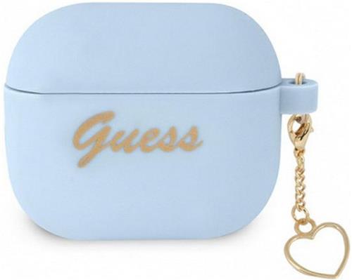 Guess Silicone Heart Charm Case - Geschikt voor Apple Airpods 3 - Blauw