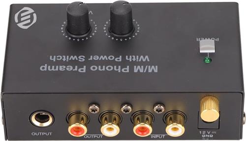 Equivera phono voorversterker - PP500P Phono Voorversterker - Professionele Laaggeluids Platenspeler Voorversterker - DC 12V Adapter - Verbind Platenspelers met Ingang, Versterk Muziek voor Luidsprekers