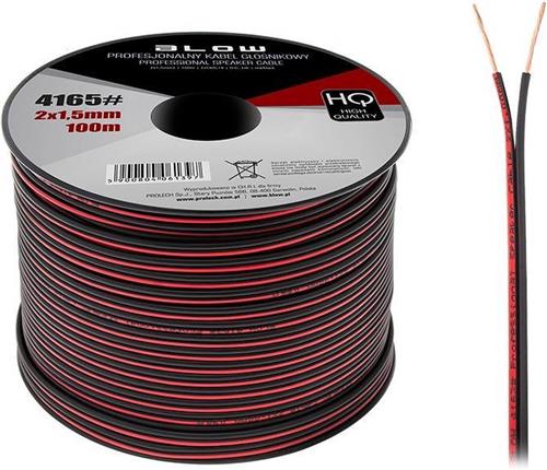 Luidsprekerkabel 2 x 1.50 mm zwart/rood op rol 100 meter