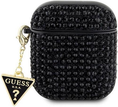 Guess Rhinestones Triangle Logo Airpods Case - Apple Airpods 1 & 2 - Zwart