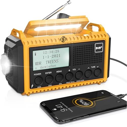 Equivera Noodradio - Noodradio - Noodradio op Batterij - Draagbare Radio - AM/FM-Radio - Oplaadbare Batterij - Noodlader Telefoon