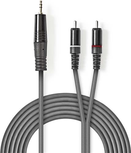 Nedis Stereo-Audiokabel - 3,5 mm Male - 2x RCA Male - Vernikkeld - 1.50 m - Rond - Donkergrijs - Kartonnen Sleeve