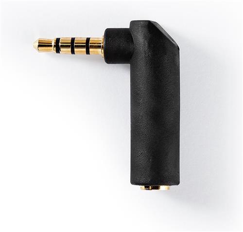 Stereo-Audioadapter - 3,5 mm Male - 3,5 mm Female - Verguld - 90° Gehoekt - Metaal - Antraciet - 1 Stuks - Window Box