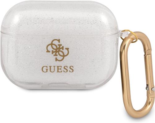 Guess 4G TPU Glitter Case voor Apple Airpods Pro 1 (1e generatie) - Transparant