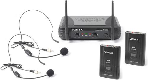 Vonyx STWM712H 2-kanaals VHF Draadloos Microfoonsysteem met headsets