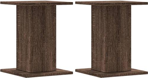 vidaXL - Speakerstandaards - 2 - st - 30x30x40 - cm - bewerkt - hout - bruin - eiken