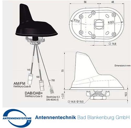 Actieve shark antenne FM/DAB/DAB+