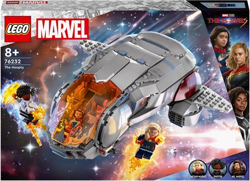 LEGO 76232 Marvel De Hoopty Ruimteschip uit The Marvels Film met Captain Marvel, Ms. Marvel en Photon Superhelden Minifiguren, plus Goose de Flerken Kat Figuur, Ruimte Speelgoed voor Kinderen