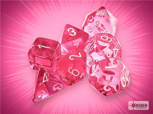 Chessex 7-Die set Translucent - Pink/White