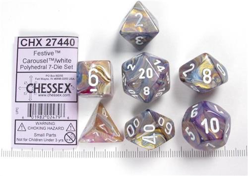 Festive Carousel/white Polyhedral 7-Die Set