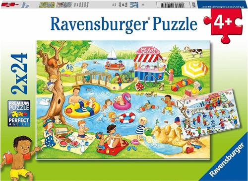 Ravensburger puzzel Plezier aan het meer - 2x24 stukjes - kinderpuzzel