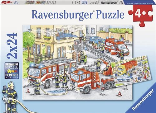 Ravensburger puzzel Helden aan het werk - Twee puzzels - 24 stukjes - kinderpuzzel