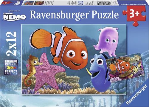 Ravensburger Disney Finding Nemo. Nemo ontsnapt- Twee puzzels van 12 stukjes - kinderpuzzel