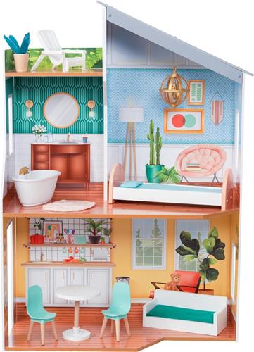 KidKraft Emily Houten Poppenhuis met 10 accessoires voor poppen van 30 cm