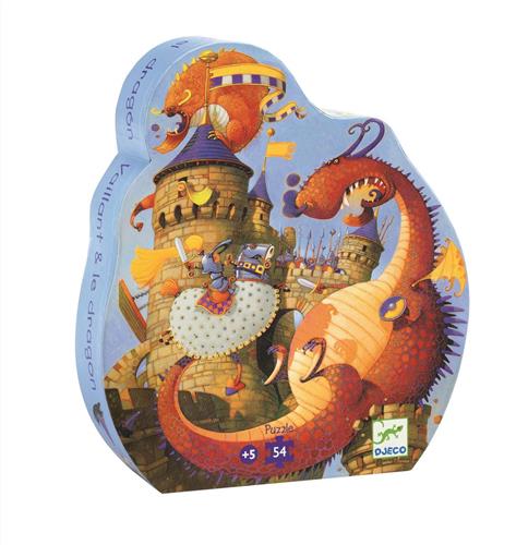 Djeco silhouetpuzzels Vaillant and the dragon - 54pds