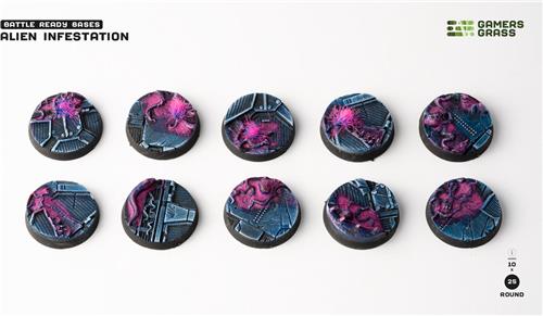 Alien Infestation Bases Pre-Painted (10x 25mm Round )