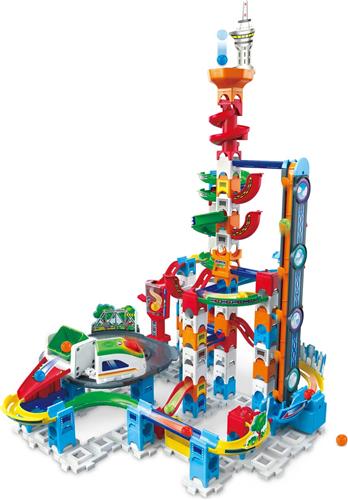 VTech Marble Rush Super Sky Tower Set XL300E Knikkerbaan - 143 Onderdelen - Incl. 10 Knikkers met Licht- en Geluidseffecten - Cadeau - Speelgoed Vanaf 4 Jaar