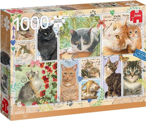 Jumbo Premium Collection Puzzel Franciens Katten Cat Stamps - Legpuzzel - 1000 stukjes