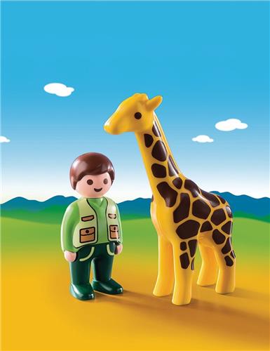 PLAYMOBIL 1.2.3 Dierenverzorger met giraf - 9380