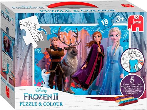 Jumbo Legpuzzel/kleurplaat Disney Frozen Ii 2-in-1 18 Stukjes