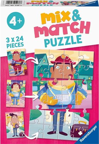 Ravensburger Mix & Match puzzel De leukste beroepen  - 3 x 24 stukjes - kinderpuzzel