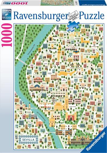 Ravensburger puzzel Map of Seville - Legpuzzel - 1000 stukjes