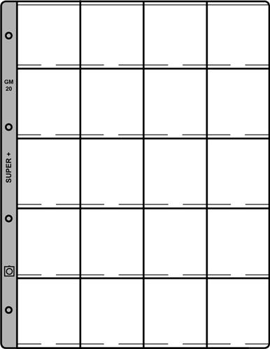 Hartberger GM20 Super+ (plus) bladen 100x - VERNIEUWD - insteekbladen - insteekblad - opbergbladen - insteek - voor munten - muntenalbum - Euromunten - munthouders