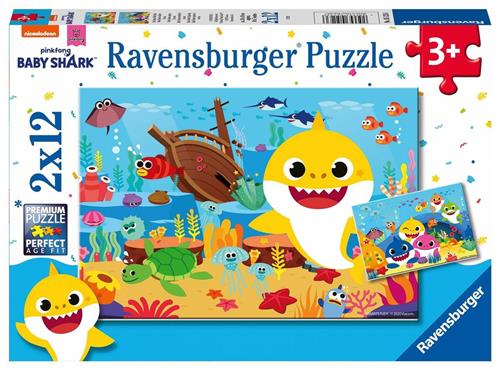 Ravensburger puzzel Baby Shark ontdekt de oceaan - 2x12 stukjes - kinderpuzzel