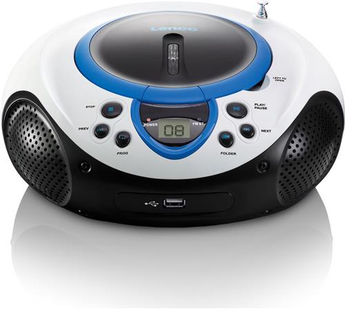 Lenco SCD-38 - Draagbare radio CD speler met USB aansluiting - Wit/Blauw