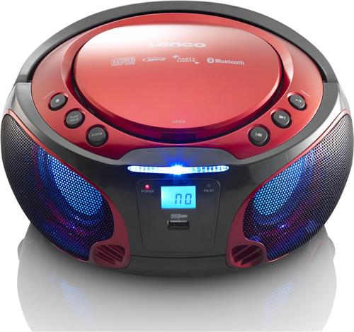 Lenco SCD-550RD - Draagbare radio met Bluetooth® en LED verlichting - Rood