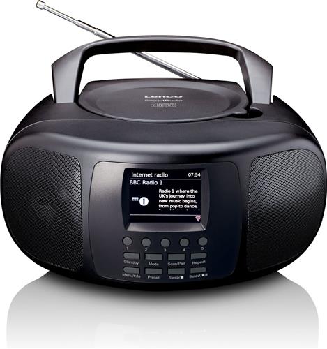 LENCO SCD-6000BK - Draagbare internet radio met DAB+/FM, Bluetooth®, CD-speler en groot LCD kleurendisplay - Zwart