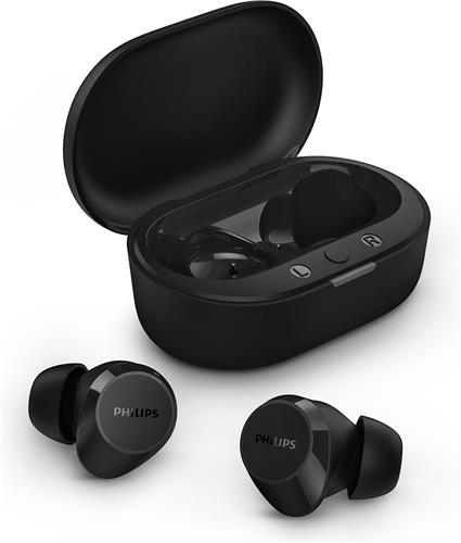 Philips TAT1209 True Wireless In Ear Bluetooth Headphones - Kleine oordopjes, Geweldige kwaliteit, Natuurlijk geluid met dynamische bass, Duidelijke gesprekken en Kleine oplaadhoes - Zwart