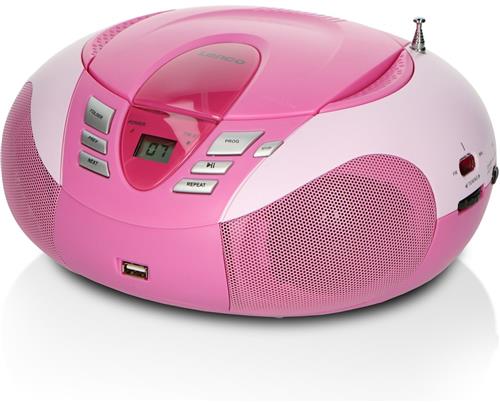 Lenco SCD-37 - Draagbare radio CD speler met MP3 optie en USB - Roze