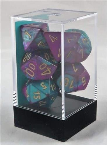 Chessex Gemini Purple-Teal/gold Polydice Dobbelsteen Set (7 stuks)