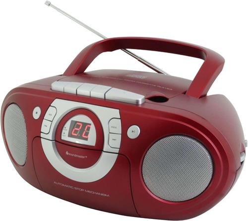 Soundmaster SCD5100RO - Boombox met FM-radio en cassettespeler, rood