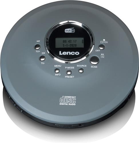 Lenco CD-400GY Discman - Draagbare CD-MP3 Speler met DAB+ en FM Radio - Anti-Shock bescherming en oplaadbare Batterij - Antraciet