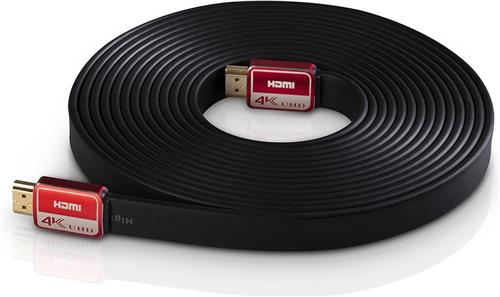 Teufel HDMI 2.0 platte kabel - Highspeed HDMI kabel, 2.0 specificaties: 4K 50/60p en 4K 3D 5.0m , zwart