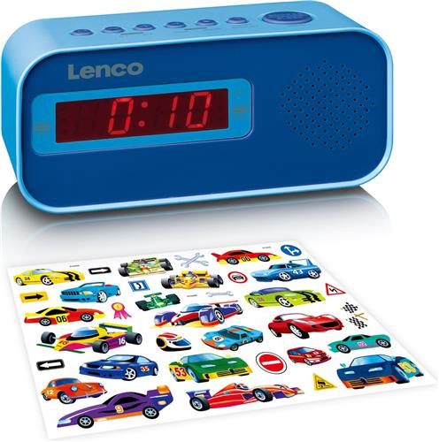 Lenco CR-205BU - Wekkerradio met Slaaptimer - Alarmfunctie - Stickerset - Blauw