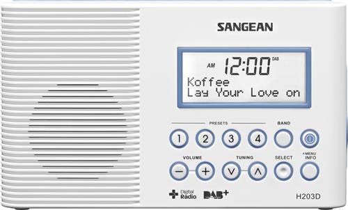 Sangean H-203 Draagbare radio - Waterdichte DAB+ en FM radio - Digitale badradio - Met zaklamp - Wit