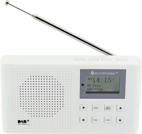 Soundmaster DAB160WE - Draagbare DAB+/FM-radio met ingebouwde oplaadbare accu, wit