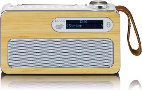 Lenco PDR-040BAMBOOWH - Draagbare DAB Radio met FM, DAB+ en Bluetooth® - Klok en Alarmfunctie - Bamboe-Wit