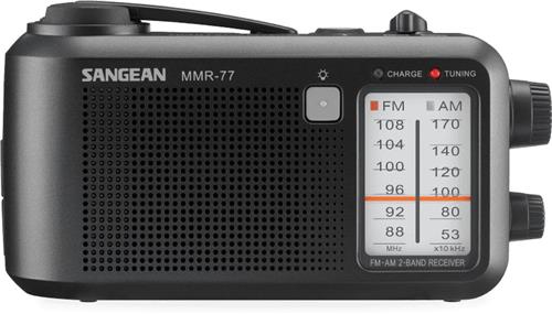 Sangean MMR-77 Outdoorradio VHF (FM), Middengolf Noodradio Handslinger, Spatwaterbestendig, Zaklamp, Oplaadbaar Zwart